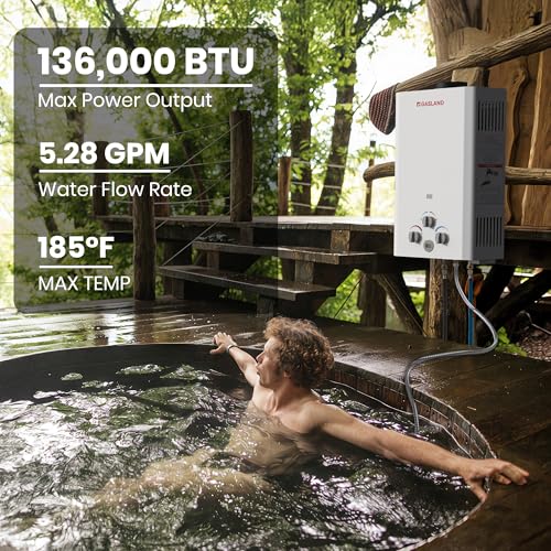 GASLAND BE158 Propane Tankless Water Heater 6L, Outdoor Portable Hot Water Heater, Overheating Protection, Easy to Install