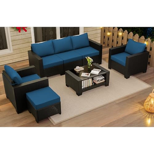 KIGOTY Patio Furniture Set 7 Pieces Conversation Sets, Outdoor Sectional Sofa