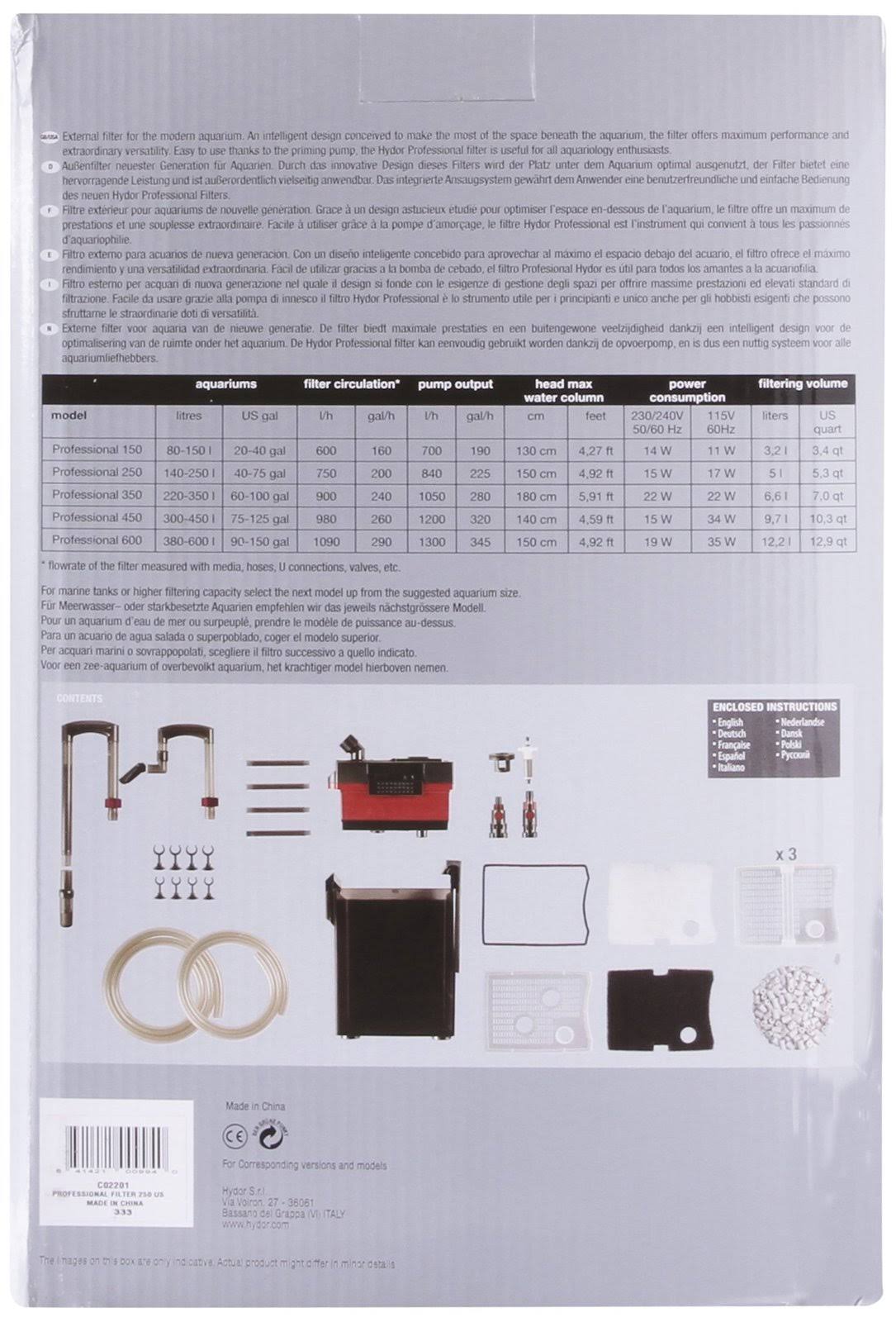 Hydor Professional 250 External Canister Filter