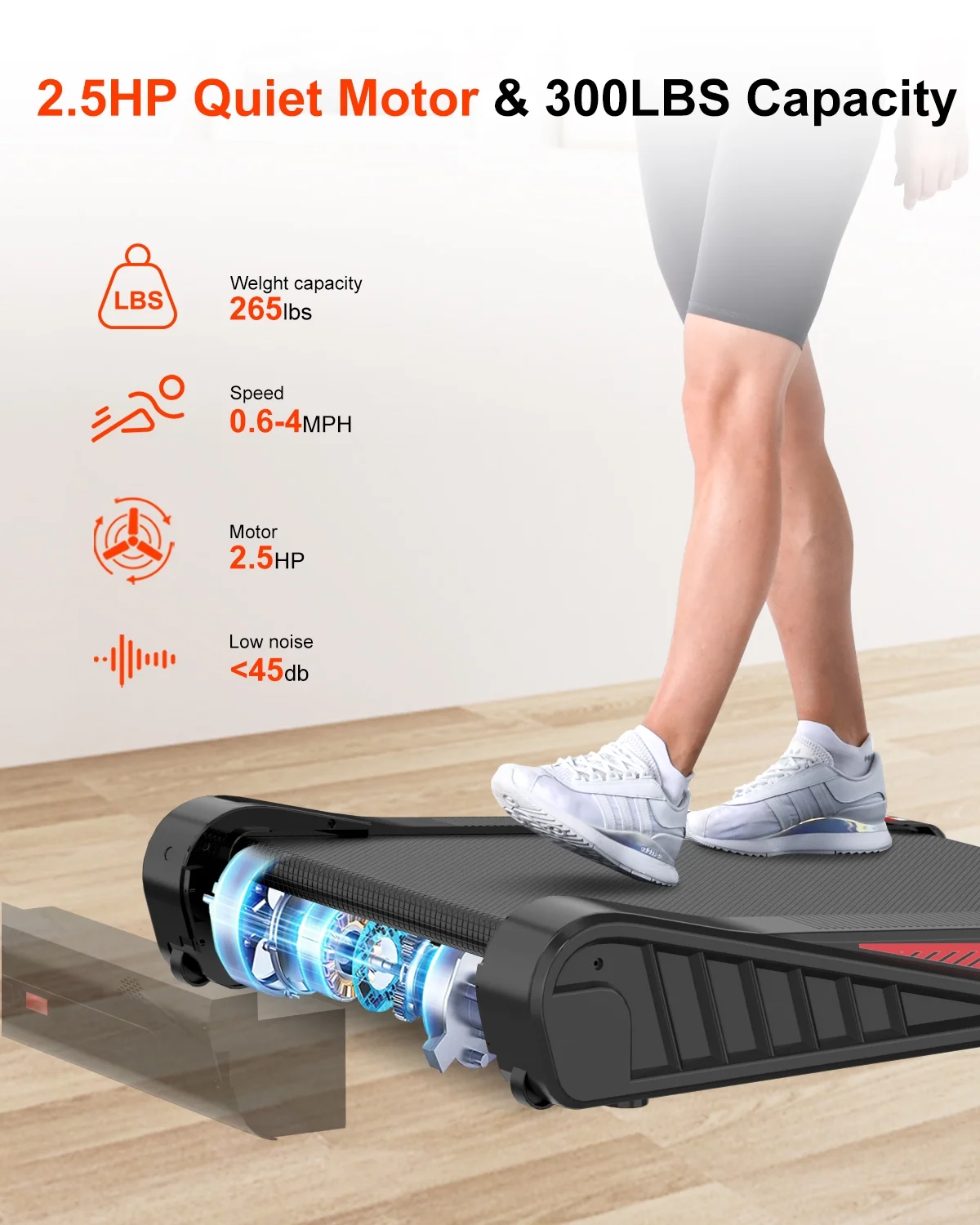 HomeFitnessCode Incline Walking Pad, Small Under Desk Treadmill with APP & Remote Control, Bluetooth Speaker, Small Treadmill for Home & Office