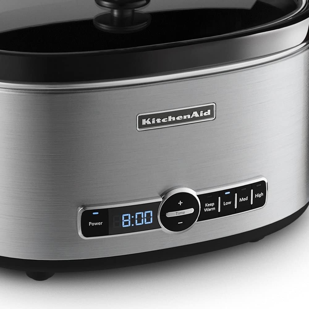 KitchenAid 6-Quart Slow Cooker with Solid Glass Lid, Stainless Steel