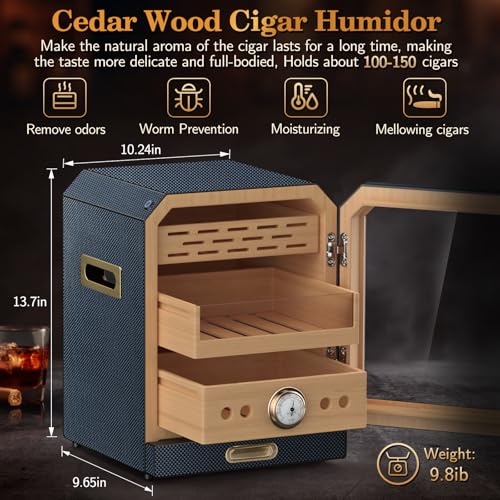 Cigar Humidor, Lighted Control Magnetic Door Desktop Cigar Humidor Cabinet