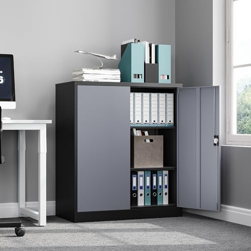 Metal Garage Storage Cabinet with Wheels,Metal Storage Cabinet with Adjustable Shelves,Steel Tool Cabinets with Locking Door for Home, School, Office