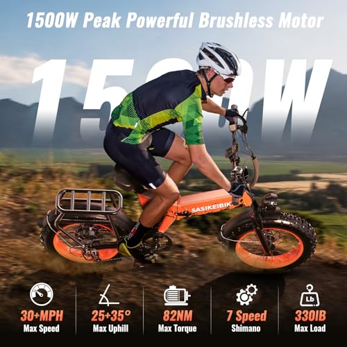 1500W Folding Electric Bike for Adults Full Suspension,52v 20AH Electric Dirt Bike with 20"x 4.0 Fat Tire, Max 30+MPH & 70 Miles Electric Bicycle