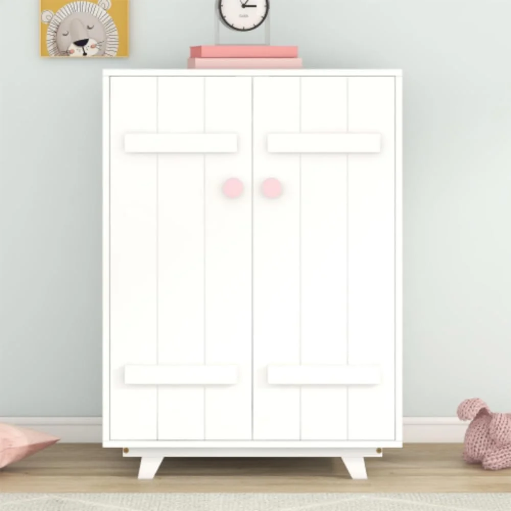 Wooden Wardrobe with Hanging Rods and Storage Armor with Doors, Suitable for Storage Areas in Bedrooms, Kitchens, Living Rooms, and Restaurants