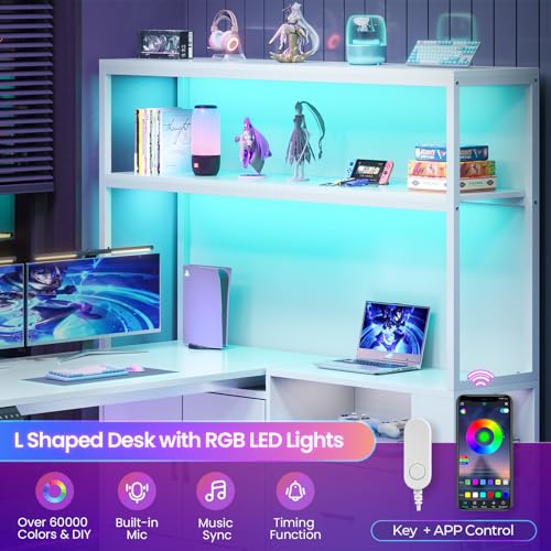 SEDETA L Shaped Standing Desk, Reversible Computer Office Desk with Drawers & Hutch