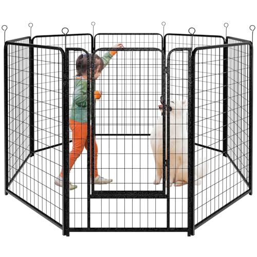 Dog Playpen Outdoor Extra Wide 12 Panels Heavy Duty Anti-Rust Coating-Strengthened Dog Fence 40" Height with Doors Portable for RV Camping Yard