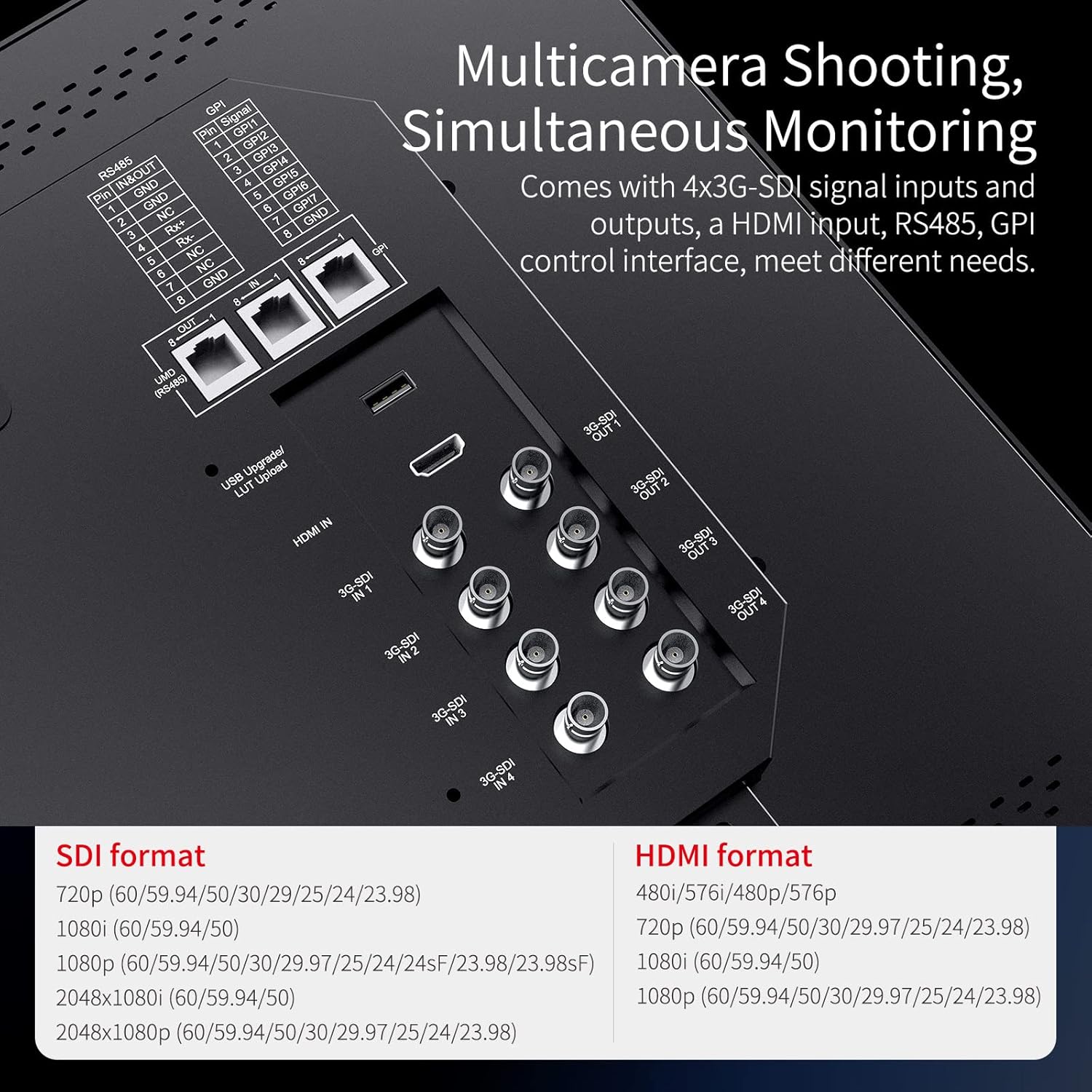 SEETEC ATEM215S 21.5 inch Multi Camera Broadcast Production Monitor with LUT Waveform HDR 3G SDI Input and Output HDMI Full HD 1920x1080