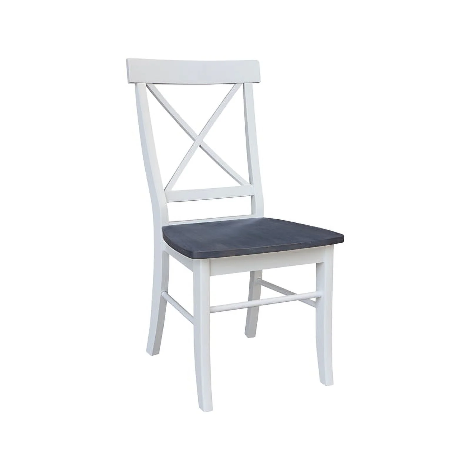 36 in Round Wood Extension Dining Table with 4 Chairs in White and Heather Gray
