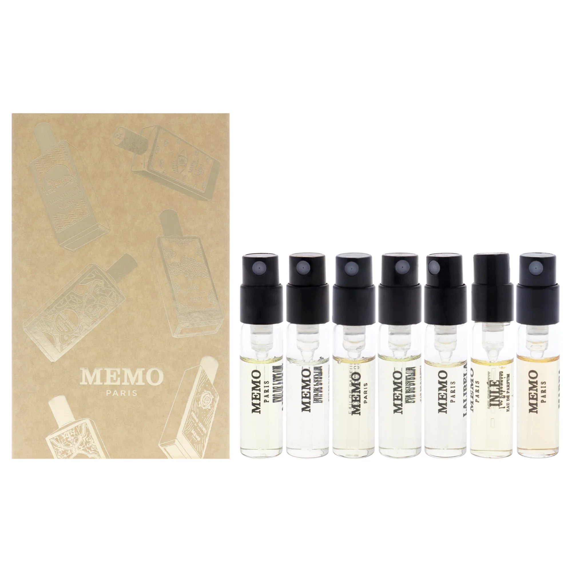Discovery Set by Memo Paris for Unisex - 7 Pc Mini Gift Set 0.05oz African Leather EDP Spray, 0.5oz Iberian Leather EDP Spray