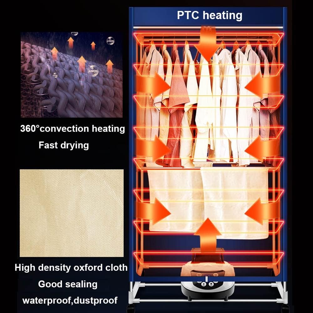 Heated Clothes Airer 2-Electric Clothes Dryer Rack Energy Saving (Anion) Portable Foldable Drying Laundry Airer with Remote Control,1500W,Quick Dry