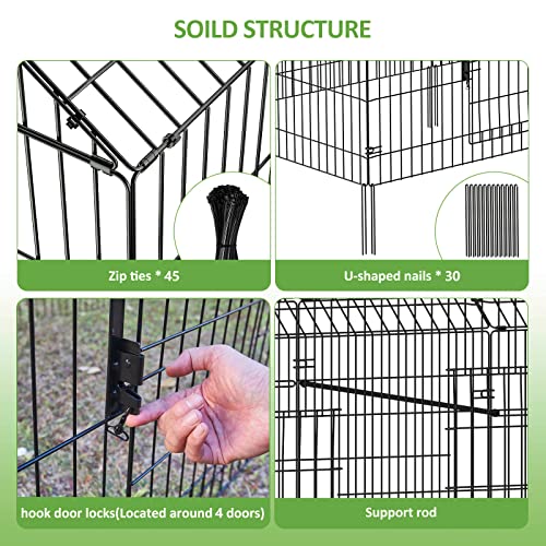 INJOPEXI Metal Chicken Coop 130"×40"×39" Chicken Runs for Yard with Cover Chicken Playpen Enclosure Chicken Pen Kennel Duck Coop Cage for Outdoor