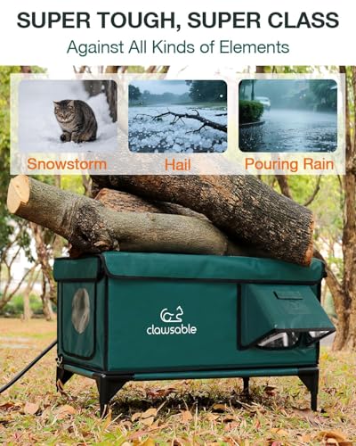 Indestructible Heated Cat House for Outside Winter, 100% Waterproof, Safe Escape Door