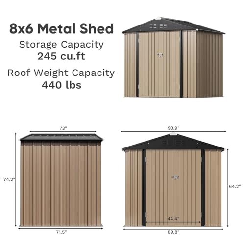 Greesum 5×3 FT Outdoor Storage Shed, Metal Storaged Sheds Without Floor, Tool Sheds with Lockable Doors and Sloping Roof for Garden, Patio, Backyard