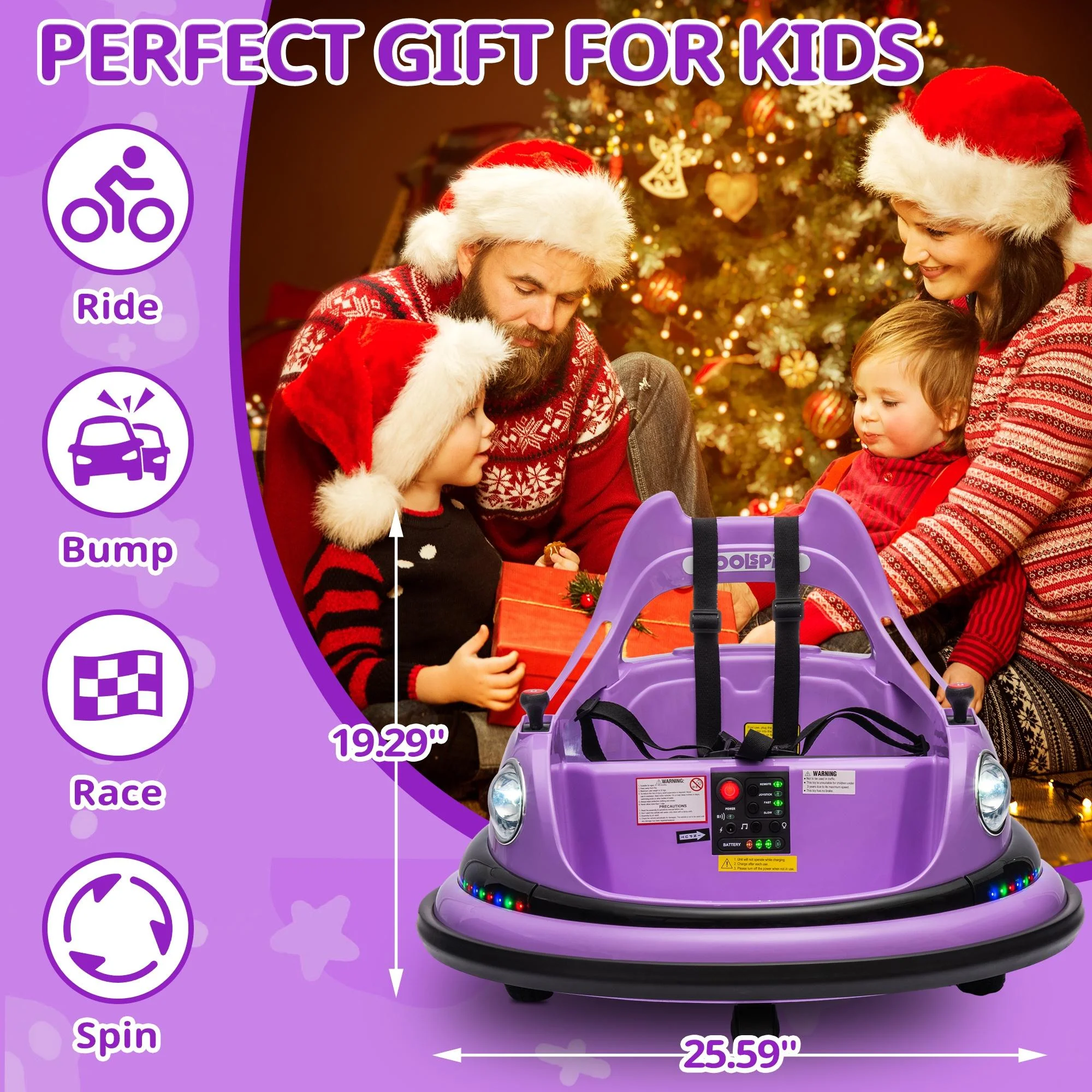 iRerts 12V Bumper Cars for Kids, Bumper Car Ride on with Remote Control, Battery Powered Kids Ride on Toys for 2-5 Year Old Boys Girls