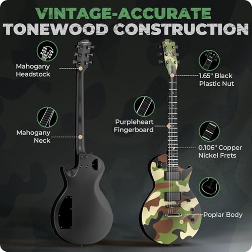 Fesley 39" LP Electric Guitar Kit: Full Size Solid Body Electric Guitars for Beginners with Humbucker Pickups,Poplar Body,Mahogany Neck,22 Frets