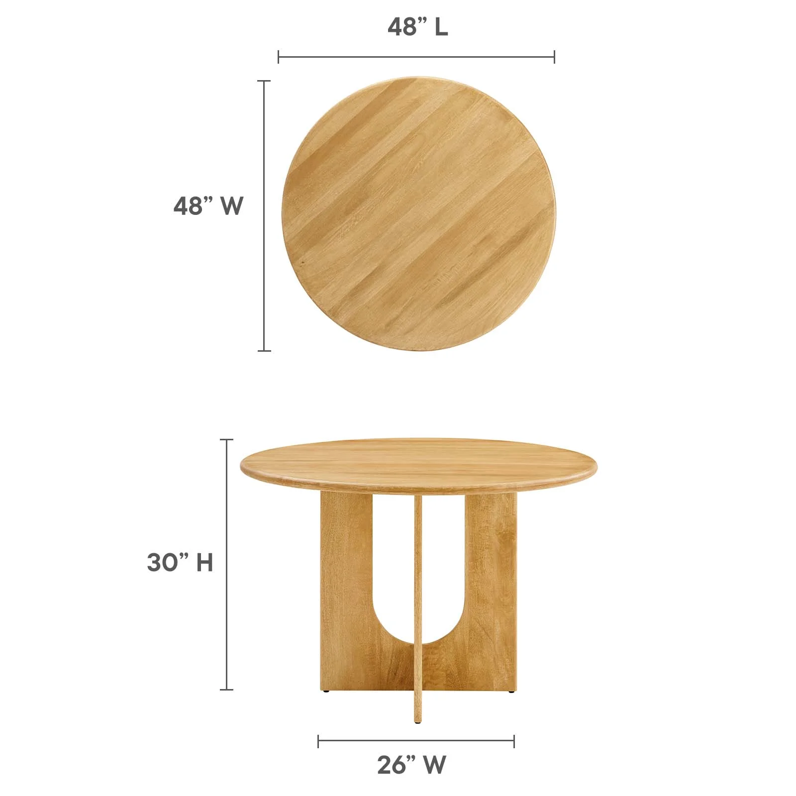 Modway Rivian Round 48" Wood Dining Table in Oak