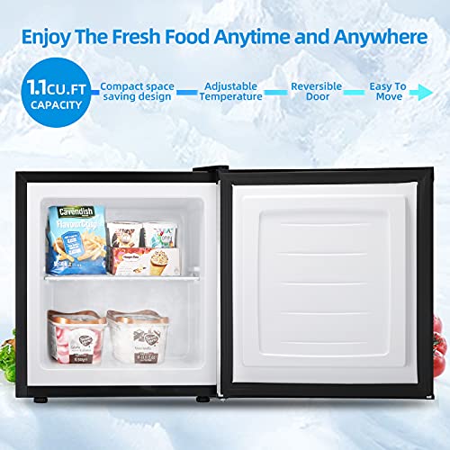 LHRIVER Mini Freezer Compact Upright Freezer, Small Freezer, Removable Shelves, Adjustable Thermostat Low Noise Mini Freezers for Bedroom, Apartment