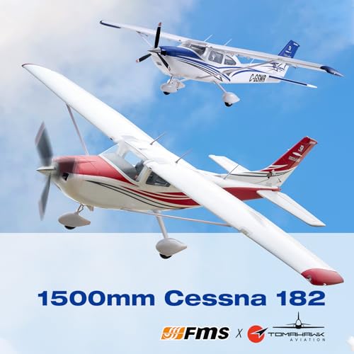 Fms Rc Planes for Beginners Remote Control Airplane for Adults Single-Engine Propeller Airplane 1500MM Cessna 182 Blue 6 Channel Hobby Rc Airplanes