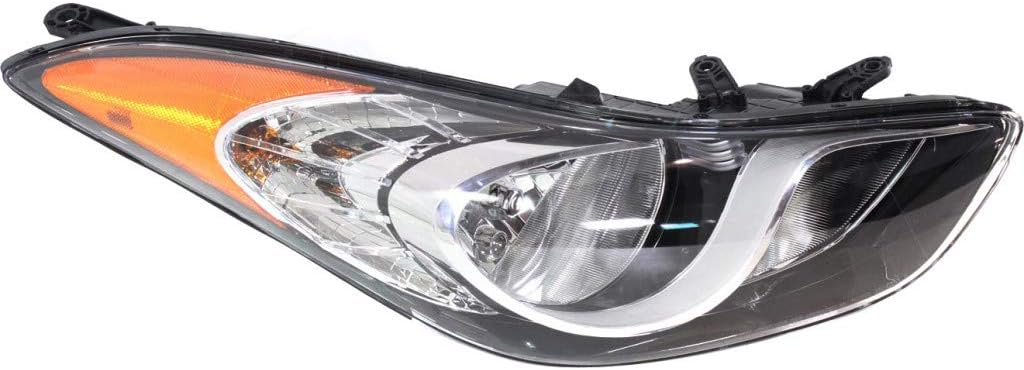 CarLights360: Fits 2011 2012 2013 Hyundai Elantra Headlight Assembly Passenger Side w/Bulbs Black Housing CAPA Certified For HY2503161