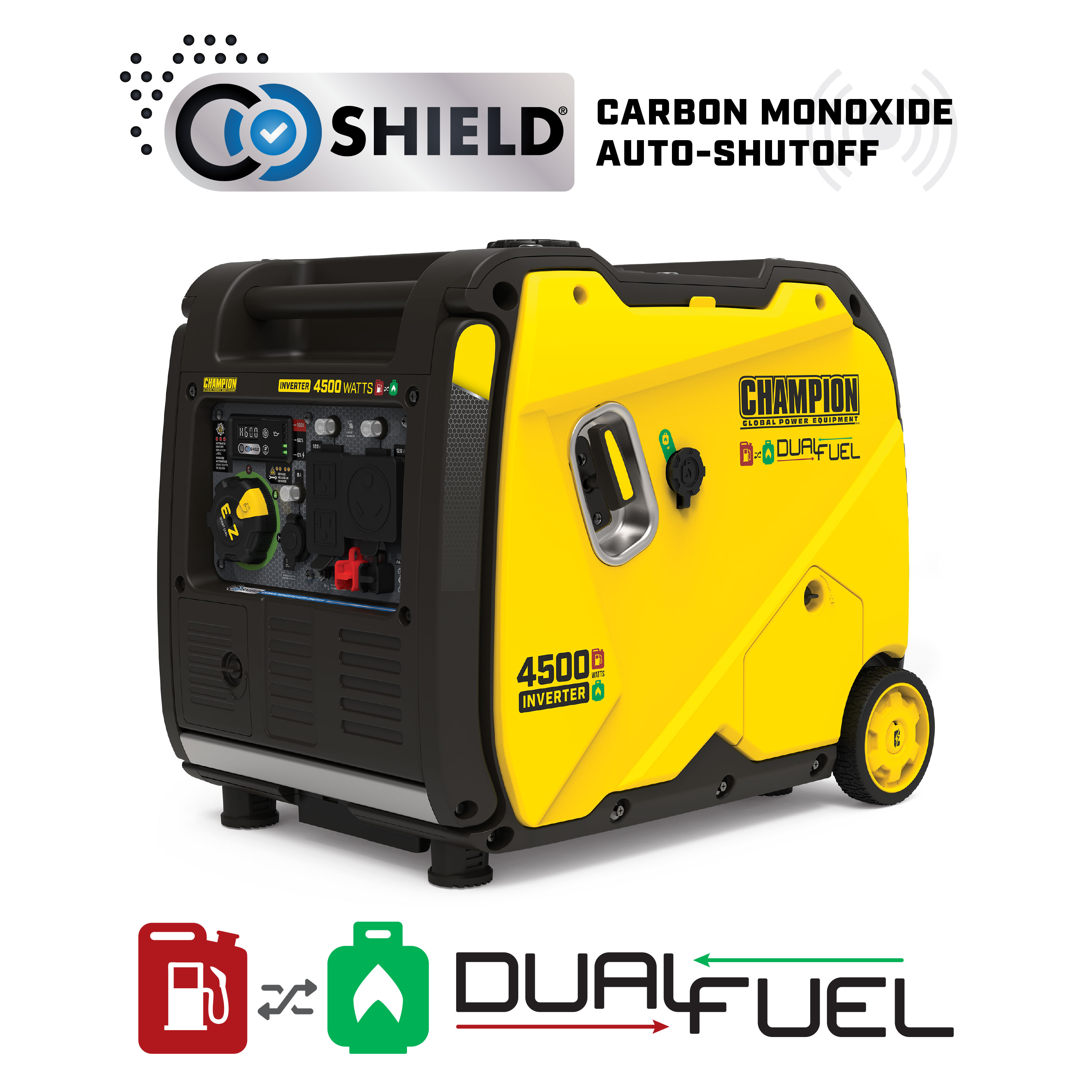 Champion Power Equipment 4500-Watt Portable Dual Fuel Inverter Generator with CO Shield
