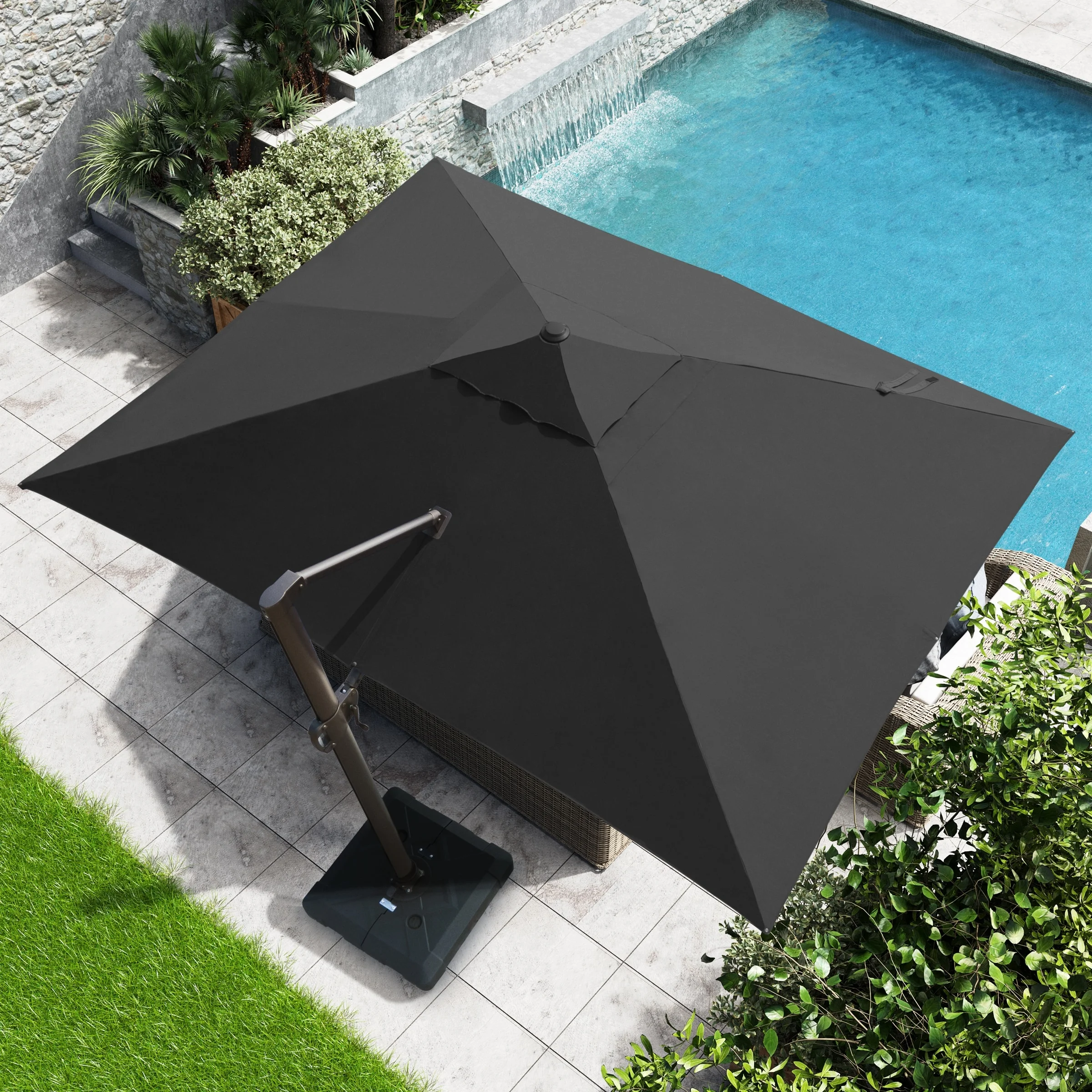 Crestlive Products Luxury Outdoor Shade Canopy Patio Cantilever Offset Umbrella with 360-degree Rotation Black - Curated Treasures Market