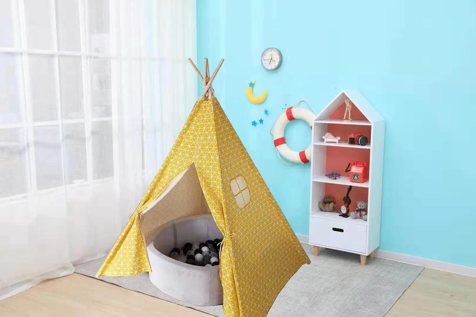 Indian Teepee Tent Kids play tent teepee tent for kids,play house,indoor ourdoor teepee tent/play house,100% Natural Cotton Linen Canvas Teepee Tent