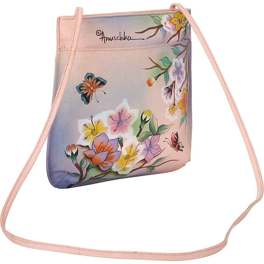 Anuschka Handpainted Leather Mini X-Body Bag, Japanese Garden