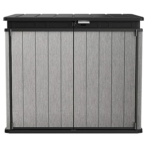 Keter Outdoor Storage Box & Shed for House, Patio & Yard, Elite Store, 4.6 x 2.7 Ft, Gray - Portable Utility Deck and Cabinet for Tools, Equipment