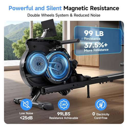 Rowing Machine for Home, 350 LB Capacity, 16-Level Silent Resistance, Magnetic Rowing Machines for Home Foldable