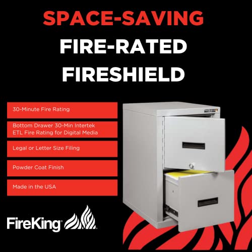 FireKing® FireShield 22"D Vertical 1-Drawer File Cabinet And Safe, Metal, Black Stone