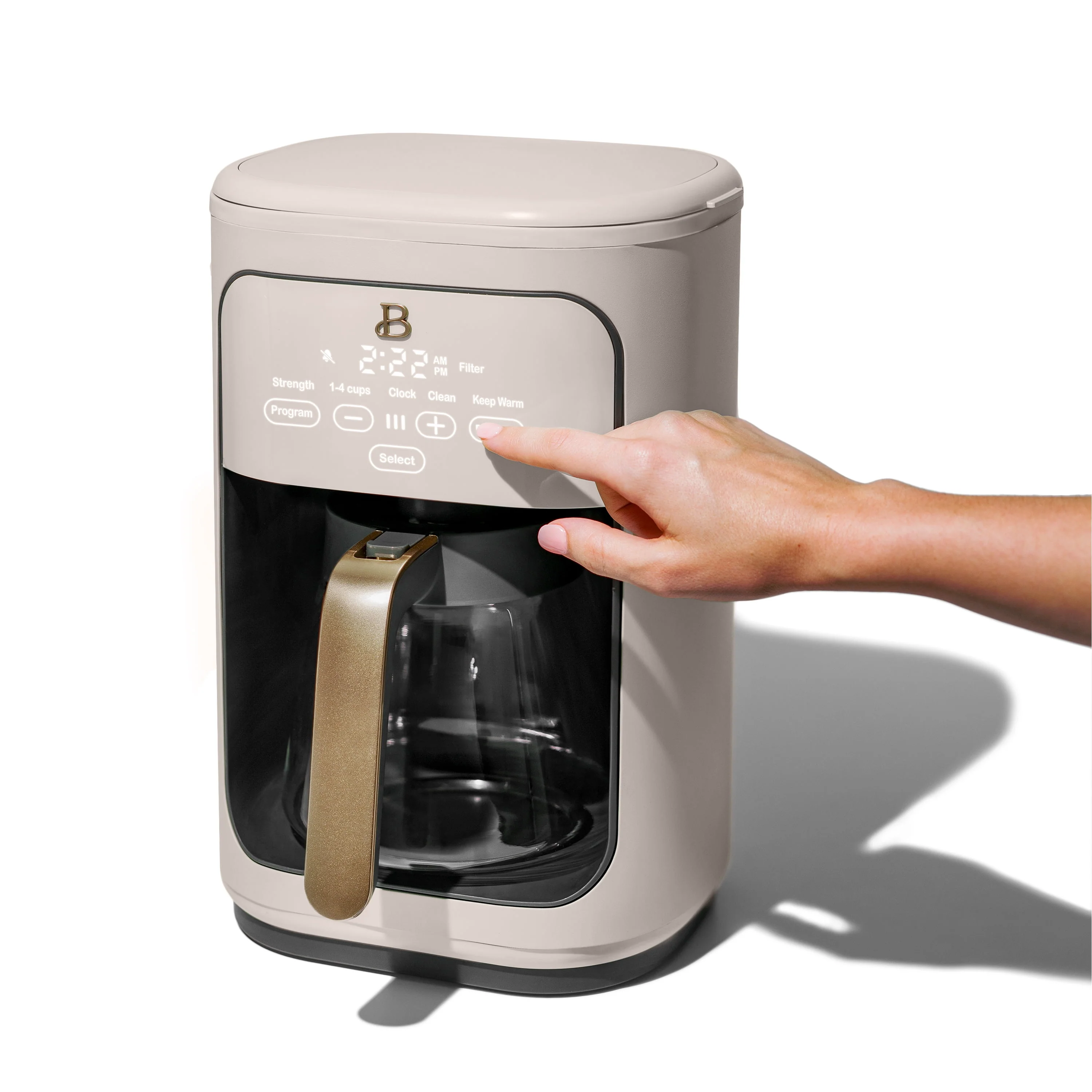 Beautiful 14-Cup Programmable Drip Coffee Maker with Touch-Activated Display, Rose by Drew Barrymore