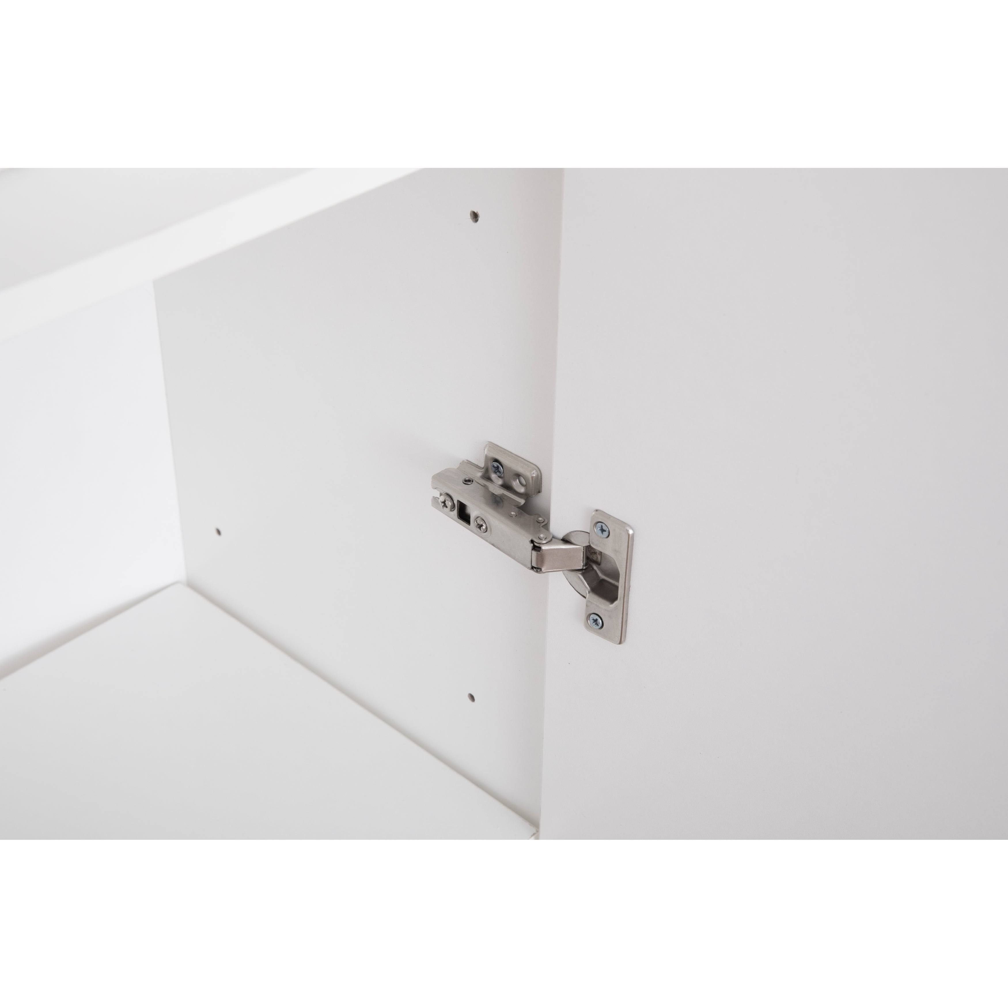 Basicwise Modern Long Bathroom Wall Mounted Cabinet - White