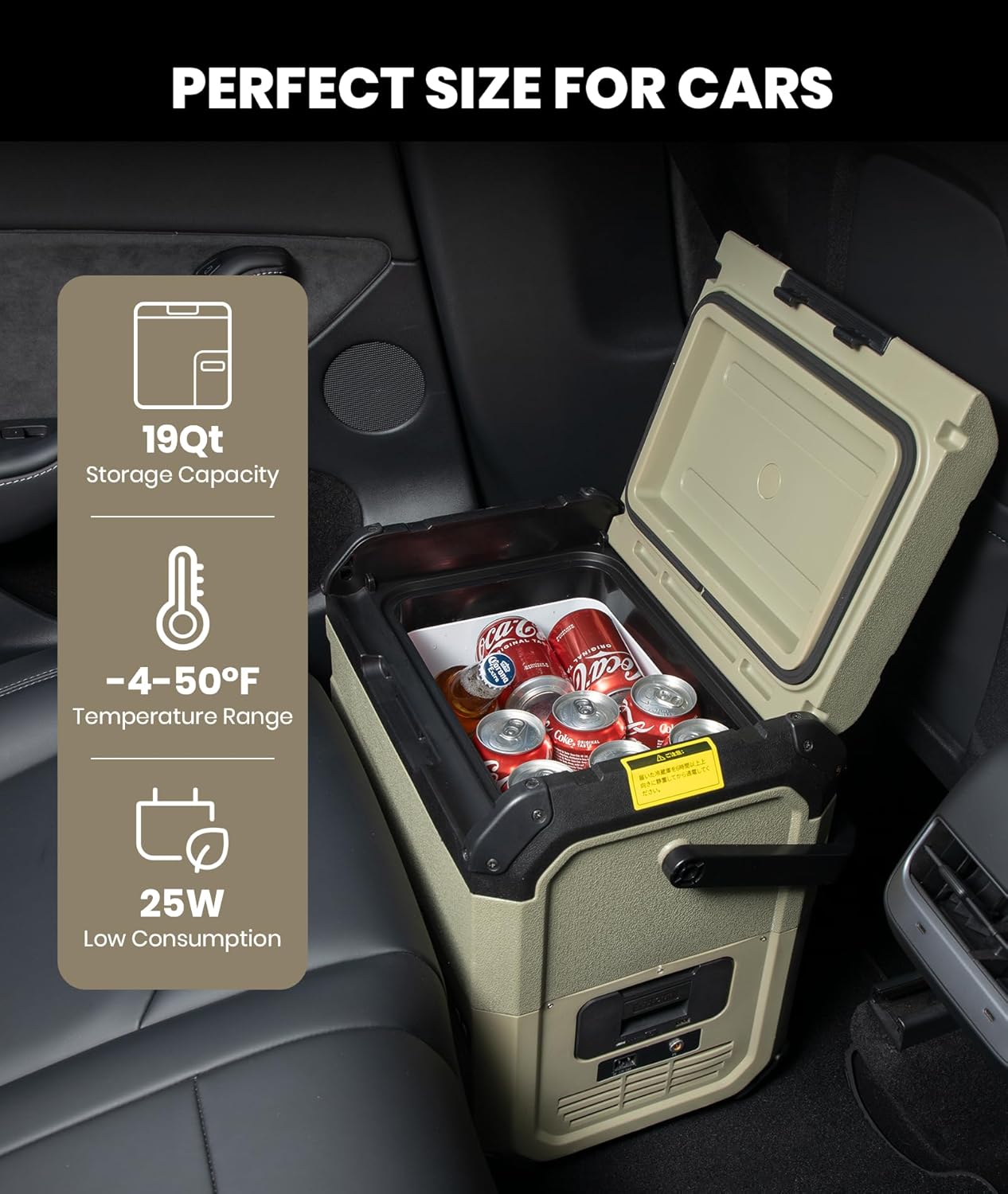 EENOUR D18 12 Volt Car Refrigerator, Portable Freezer 19Qt/18L Battery & Solar Powered Cooler 25W, -4~50℉, 12/24V DC, 110~240V AC, Idea for 2 People