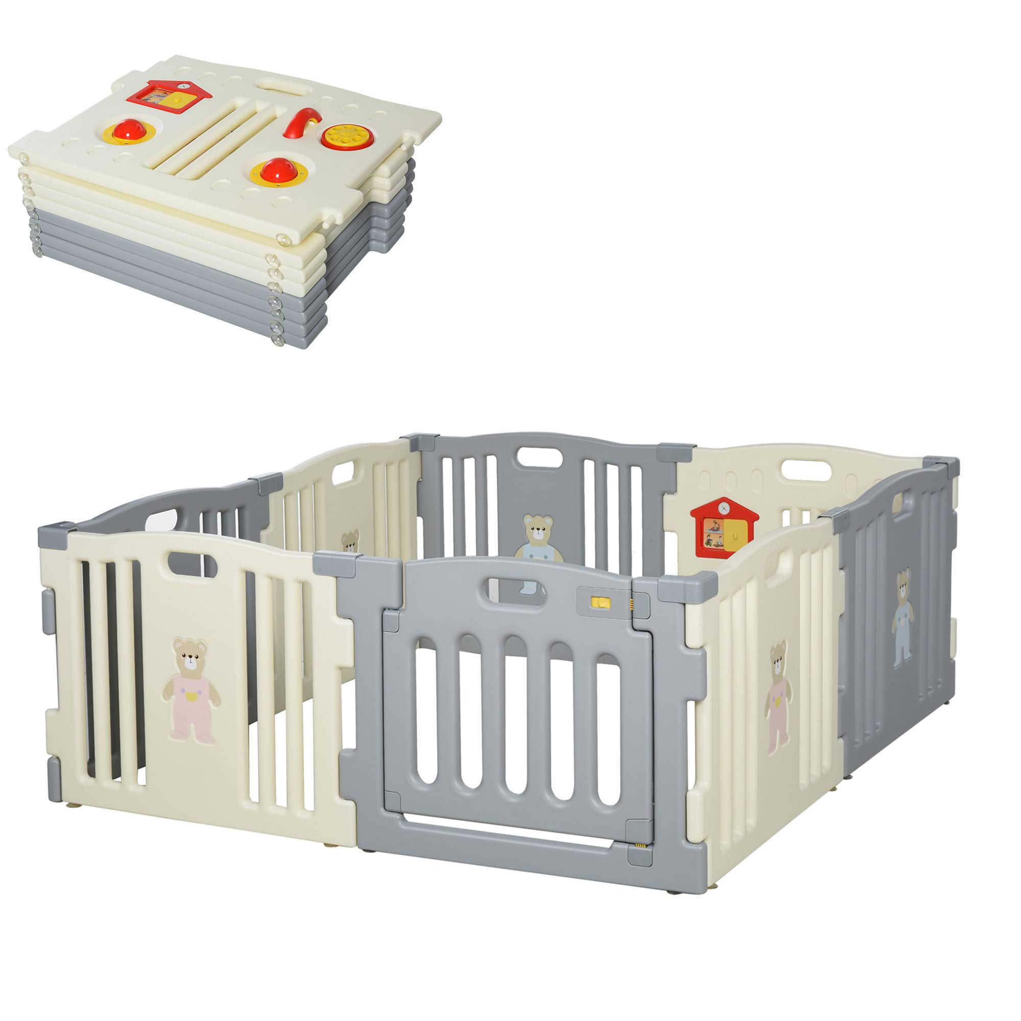Qaba 8-Piece Children Baby Playpen Kids Activity Center Fence for