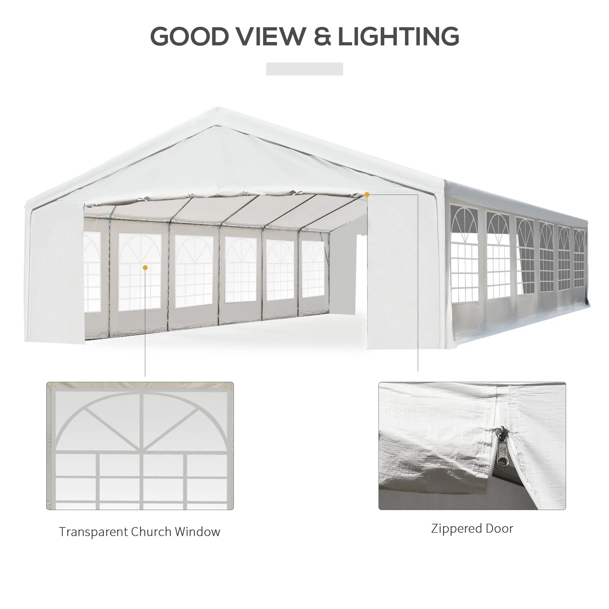 Outsunny 40'x20' Heavy Duty Party Wedding Tent Canopy Event Gazebo White