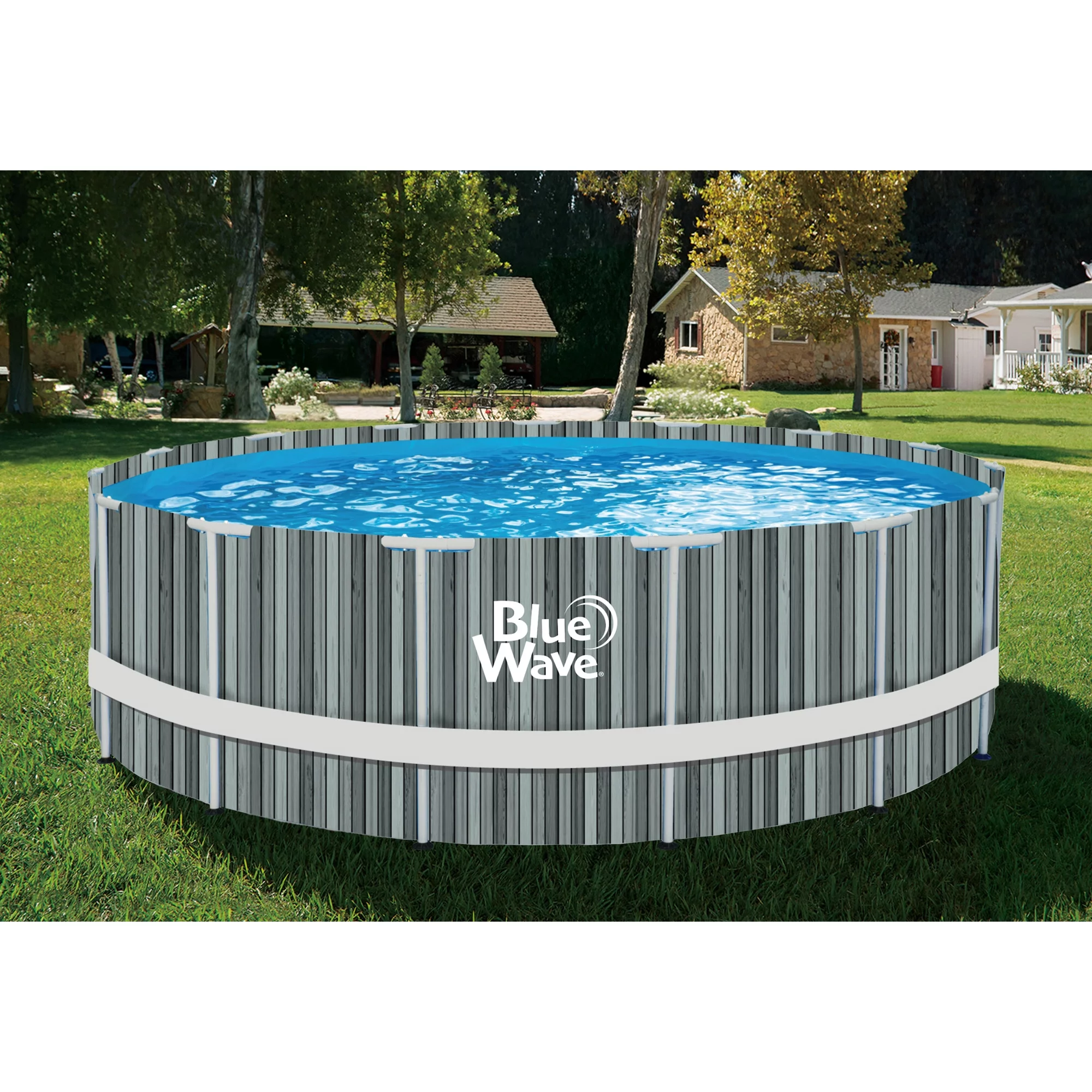 Blue Wave Aspen 15-ft Round 48-in Deep Above Ground Swimming Pool Package with Cover - Radiant Selections