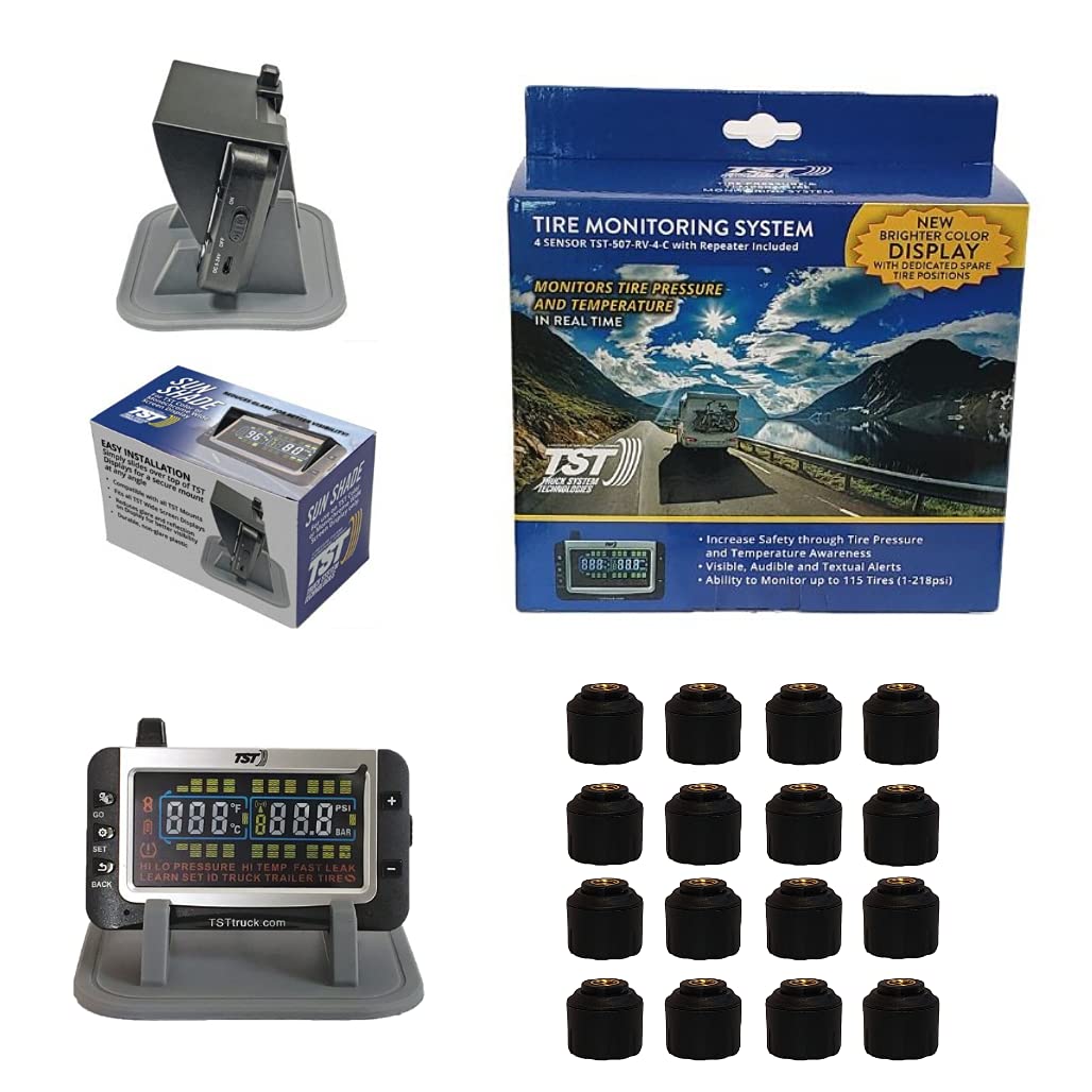 Truck System Technologies - TST 507 RV TPMS with Color Display - Tire Pressure Monitoring System for RVs, Campers & Trailers - Cap Sensor Kit