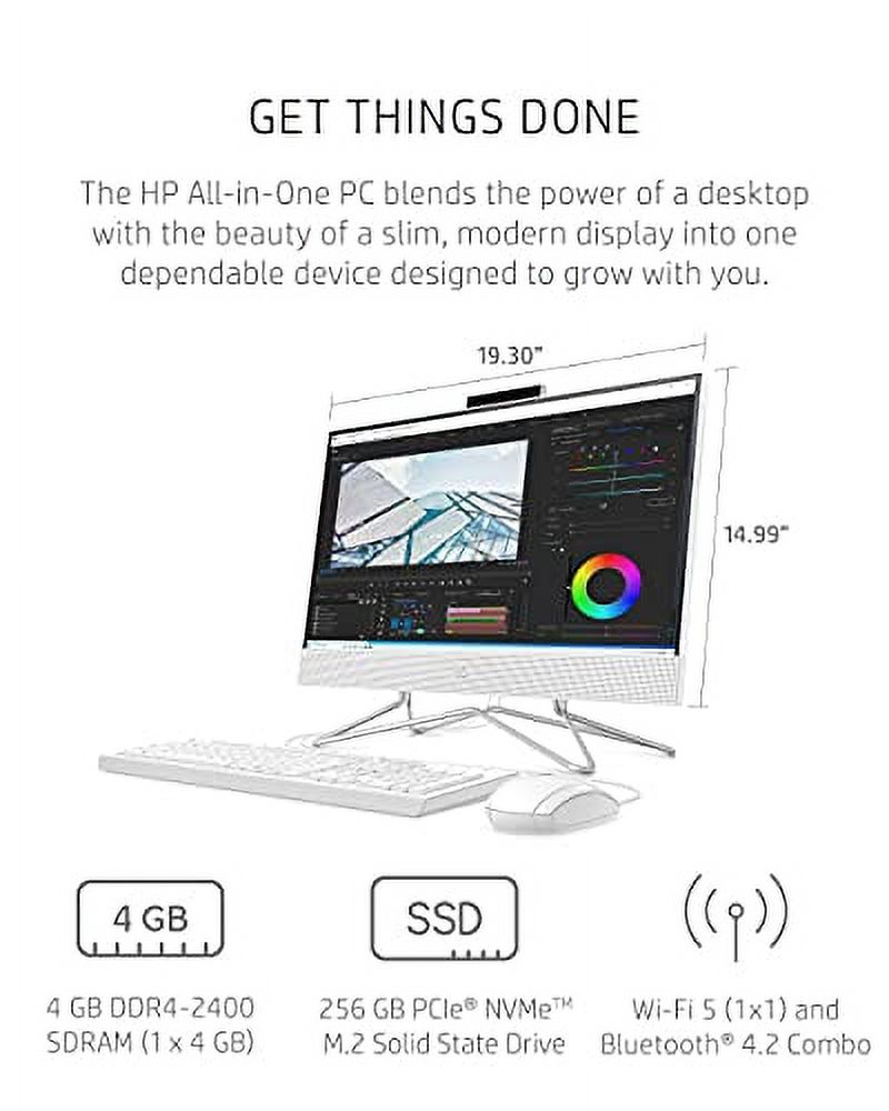 HP 22 All-in-One PC, AMD Athlon Gold 3150U Processor, 4 GB RAM, 256 GB SSD, Full HD IPS 21.5-inch Anti-glare Display, Windows 10 Home