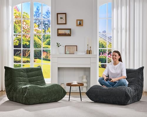 Bean Bag Chairs for Adults Giant Bean Bag Chair Memory Foam BeanBag Chair Big Bean Bag Sofa with Filler Faux Fur Fireside Beanbags Lazy Sofa for