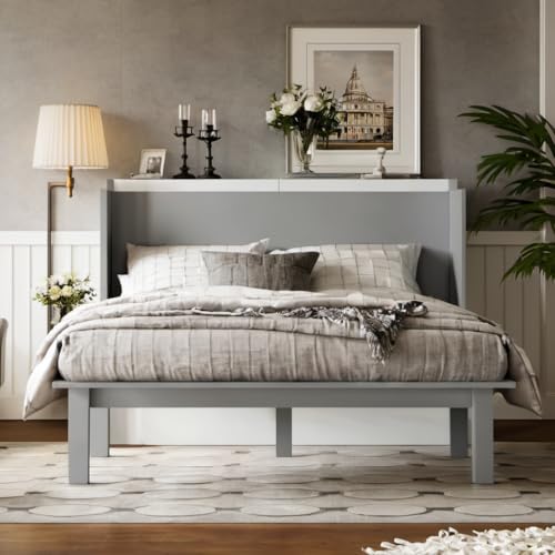 Queen Murphy Bed with Desk and Removable Shelves on Each Side, Murphy Bed Chest Murphy Bed Frame w/USB Port for Home Office, Studio or Guest Room