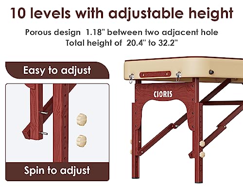 CLORIS 84" Professional Massage Table Portable 2 Folding Lightweight Facial Solon Spa Tattoo Bed Height Adjustable with Carrying Bag & Aluminium Leg