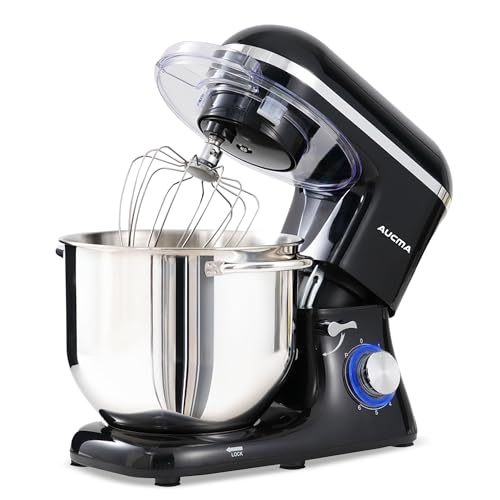 Aucma Stand Mixer,6.5-QT 660W 6-Speed Tilt-Head Food Mixer, Kitchen Electric Mixer with Dough Hook, Wire Whip & Beater (6.5QT, Black)