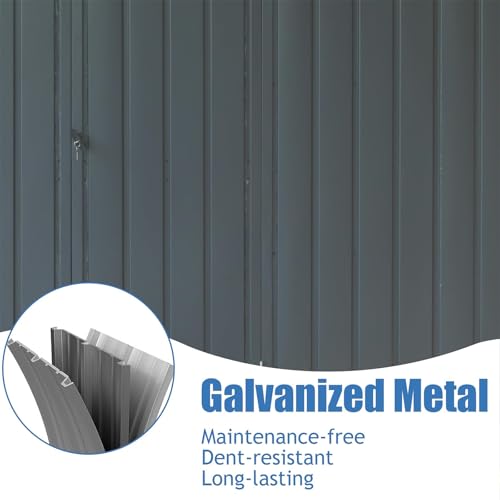 6x4 ft Small Outdoor Metal Storage Shed with Floor Frame & Lockable Door, Heightened Entry Garden Tool Shed for Backyard, Durable Galvanized Steel