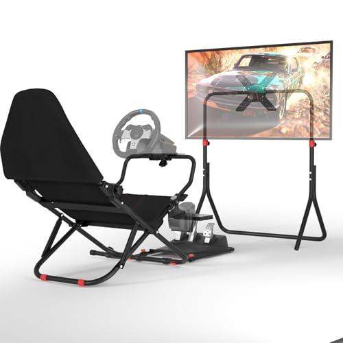 RACGTING Racing Simulator Cockpit with TV Monitor Stand for G920 G29 G923, Sim Racing Cockpit for Thrustmaster T248X T248 T300RS T150 T-GT II