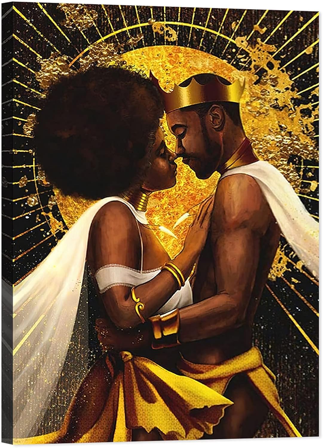 African American Wall Art, Black King and Queen Wall Art, Black Art Wall Art Decor, Black Couple Picture for Living Room Decor