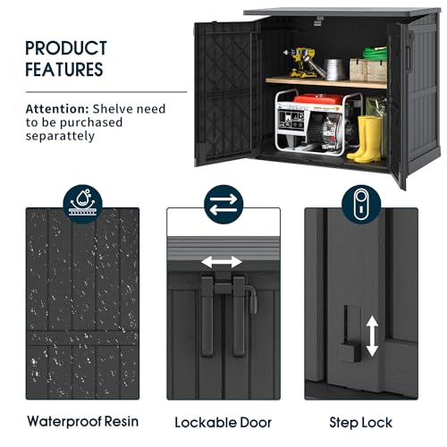 Outdoor Resin Storage Shed 36 Cu. Ft. Garden Horizontal Storage Large Capacity Weather Resistant Storage Box