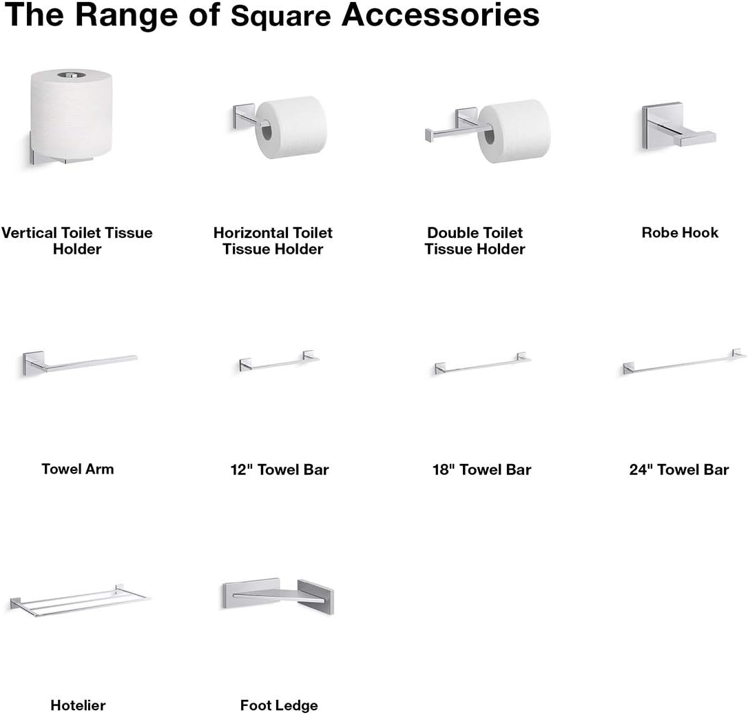 Kohler K-23296-BN Square Grab Bar, Vibrant Brushed Nickel