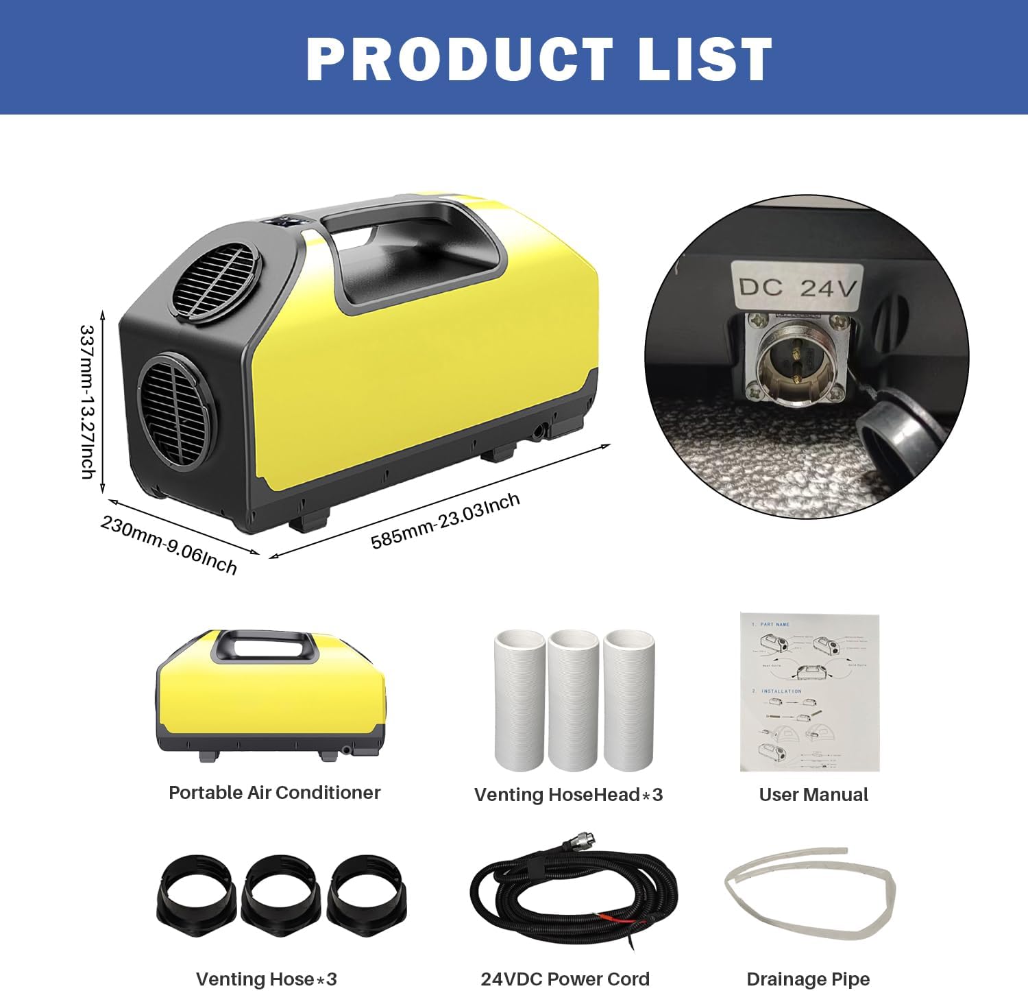 DC 24v Tent Air Conditioner Portable Air conditioner Cooling AC Unit for Outdoor Camping Tent Van RV Camper Motorhome Truck Trailer SUV Car New