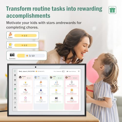 10.1 Inch WiFi Planner Smart Digital Calendar: Two - Way Sync with Phones, Chore Charts, Achievement Rewards, AI Meal Planning